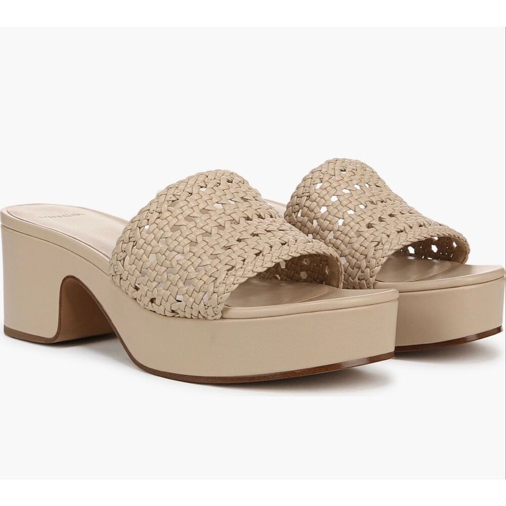 NWT Vince Margo Platform Sandal- Birch Sand Woven -size 9